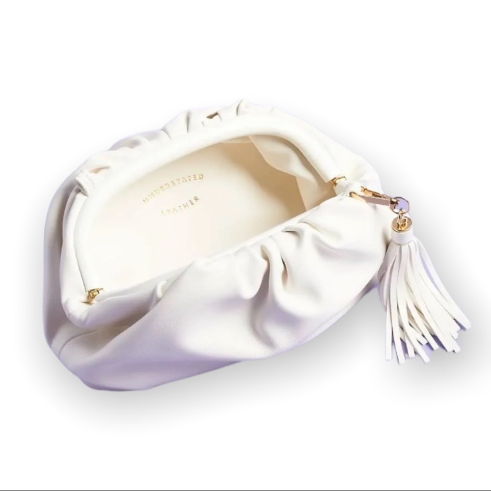 NEW Understated Leather Clutch with Removable Crossbody Chain & Tassel 1 Left! - Picture 5 of 8